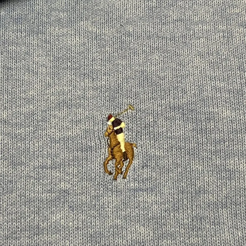 Polo Ralph Lauren Sweater Mens Medium Blue 1/4 Zip Mock Neck Cotton Pullover